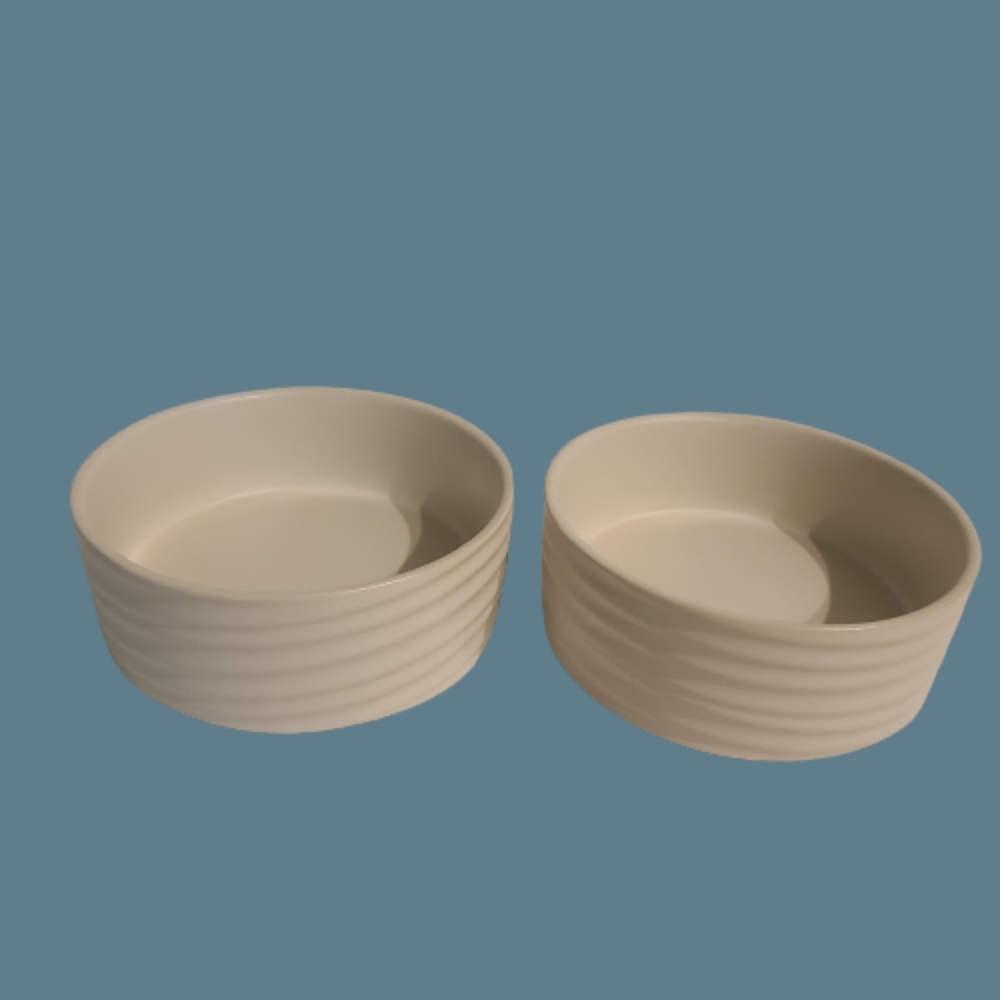 NEW 2 Stoneware Pet Food Bowls